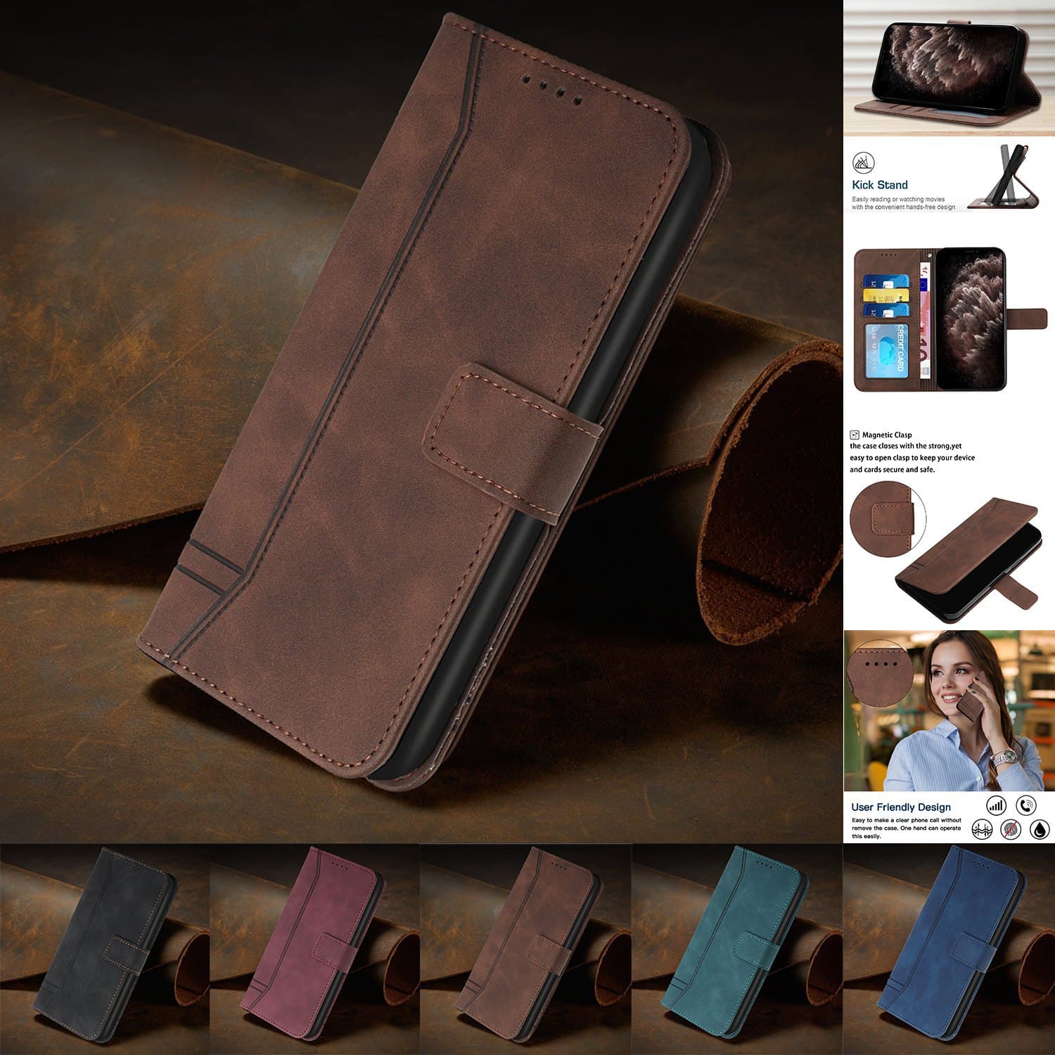 Funda cartera con ranuras para tarjetas