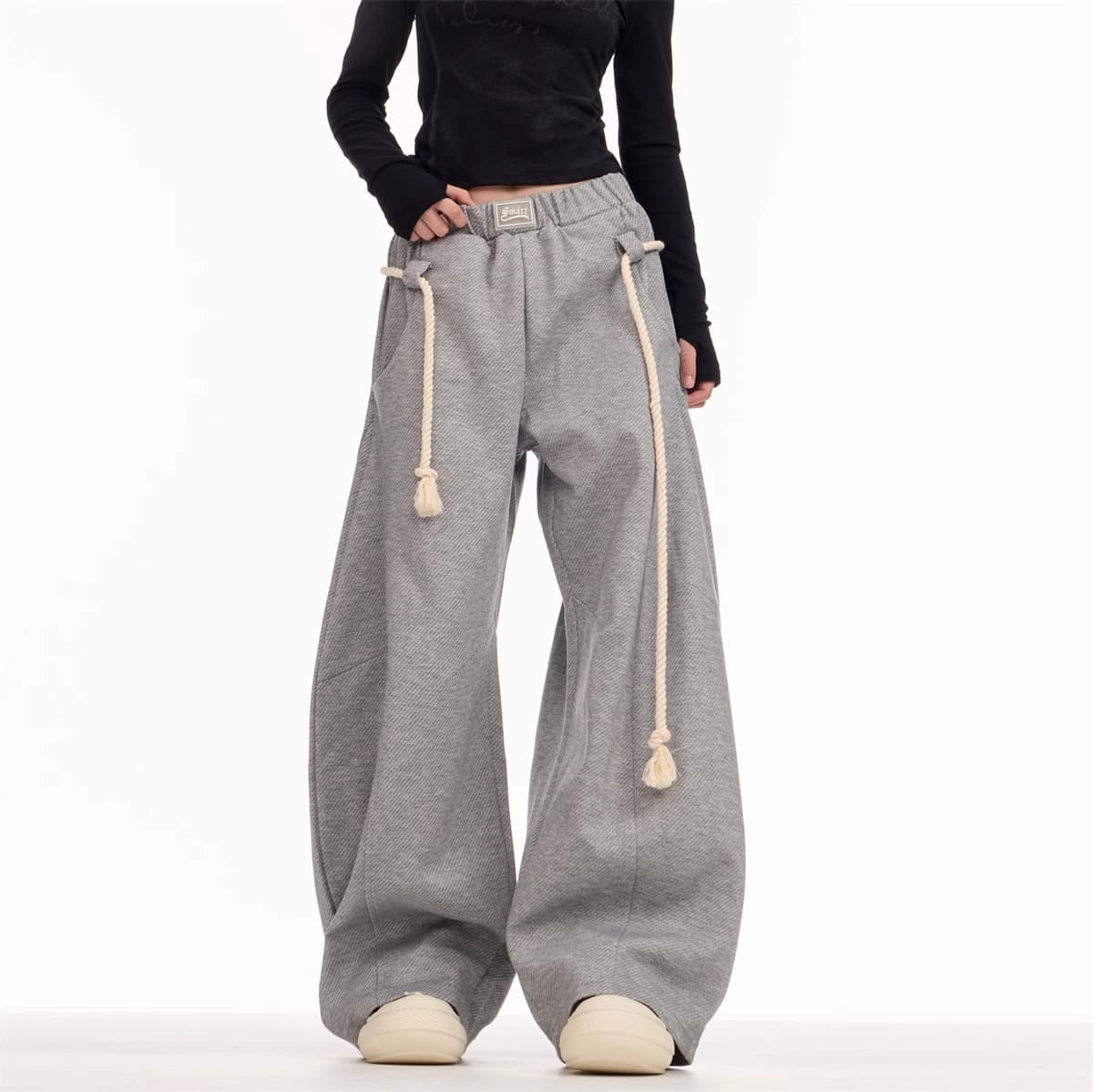 Pantalón deportivo retro de pierna ancha y talle alto