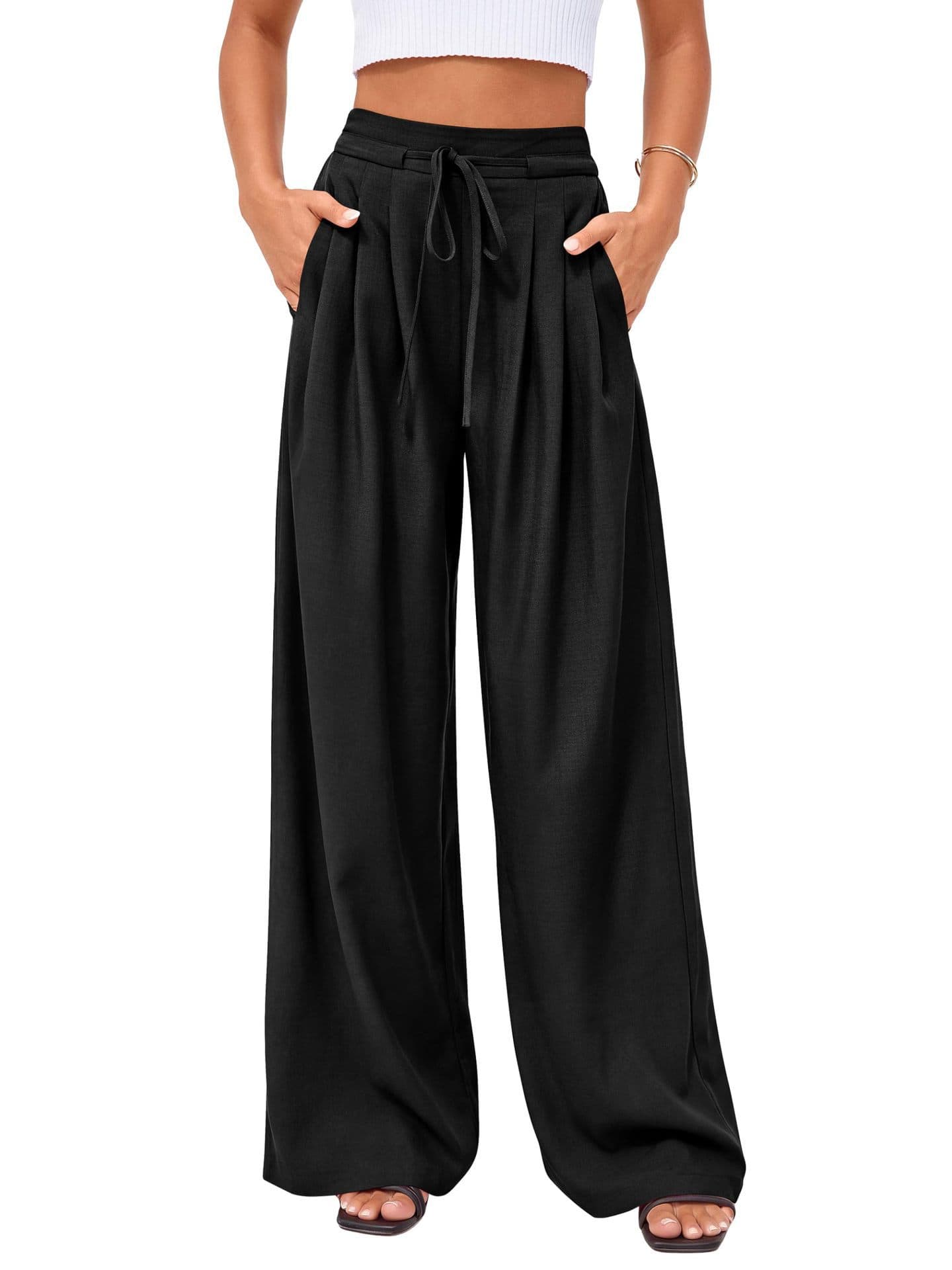 Pantalones de talle alto con pliegues y estilo ejecutivo