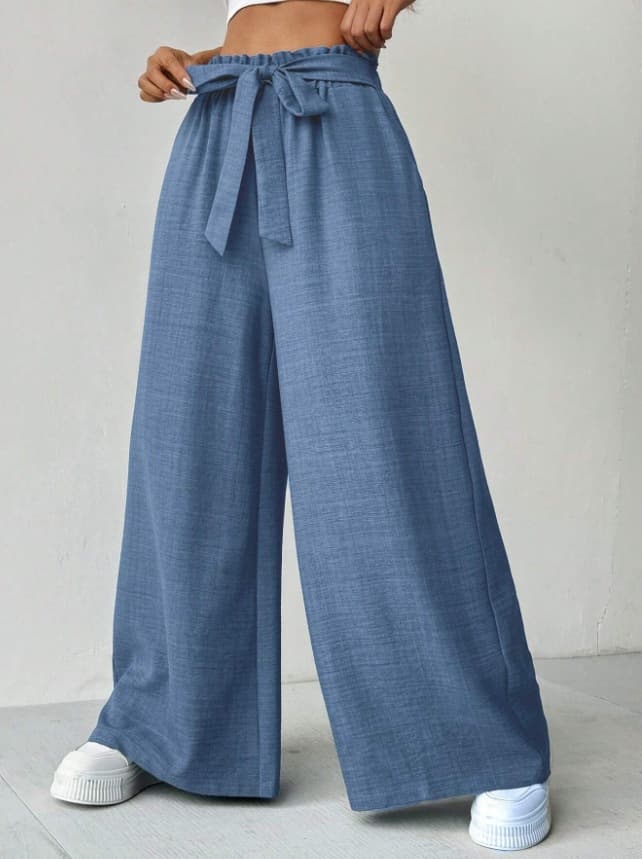 Pantalones sueltos de cintura alta con cordón ajustable