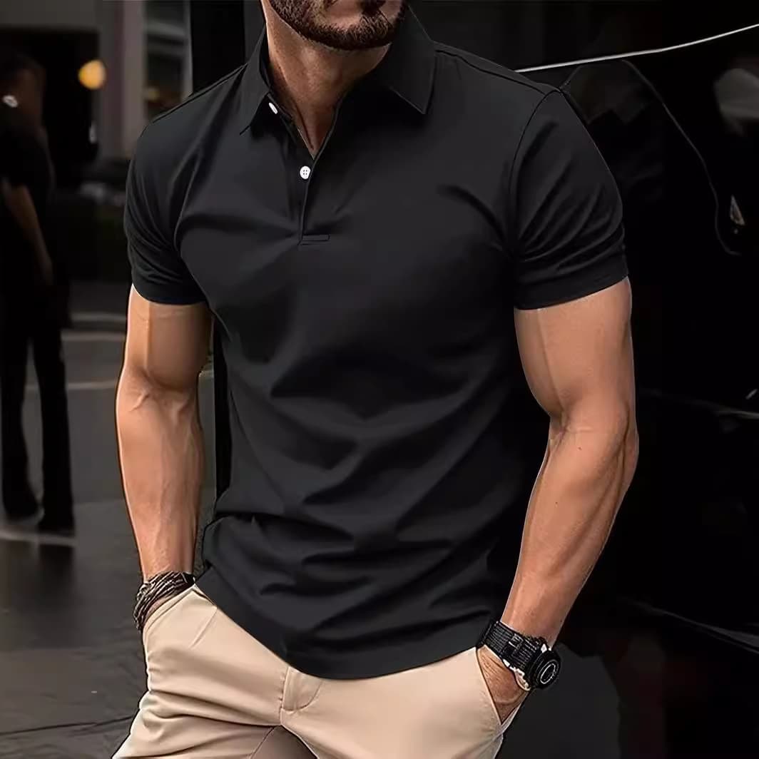 Camisa casual botones manga corta, corte entallado