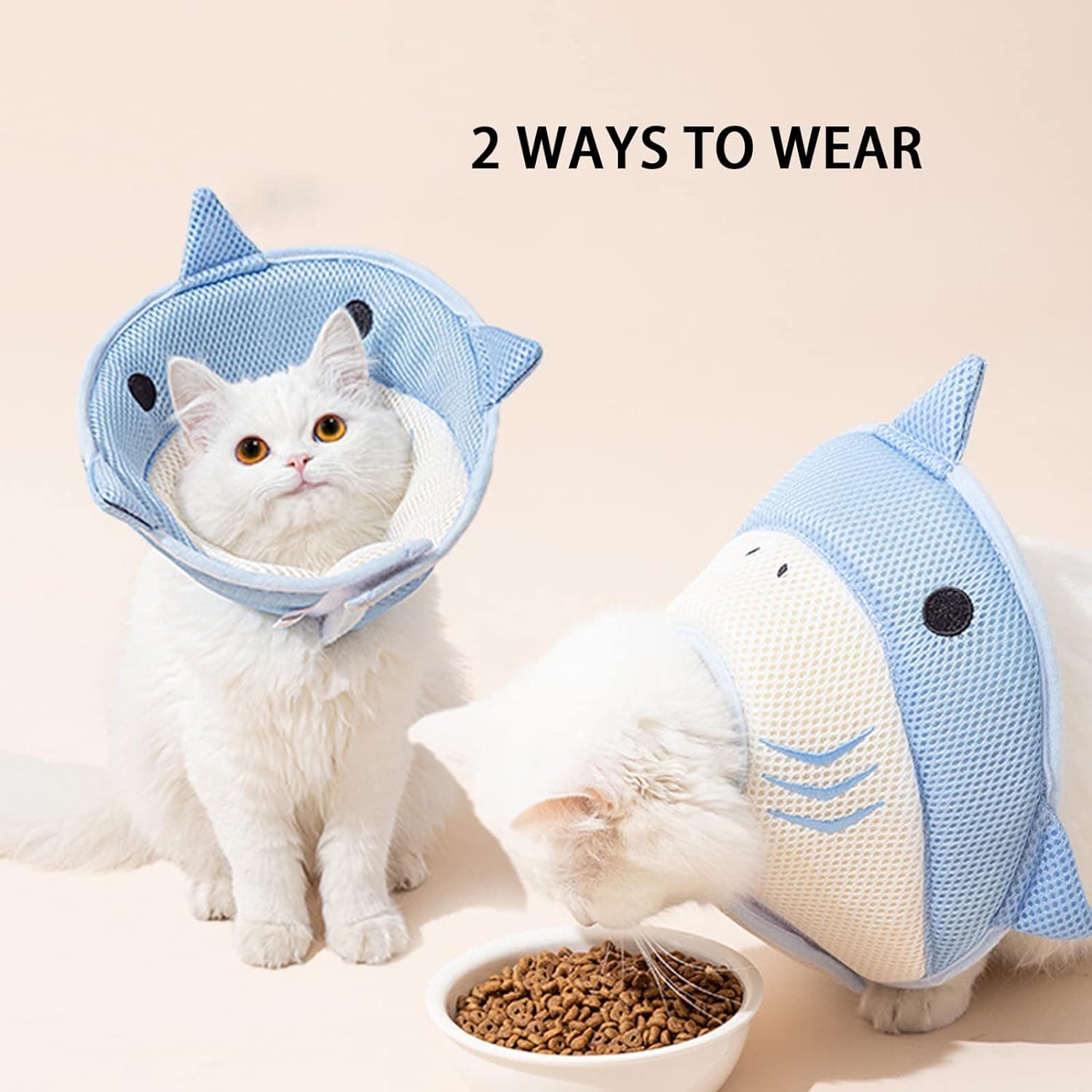 Collar de recuperación suave para gato con forma de tiburón