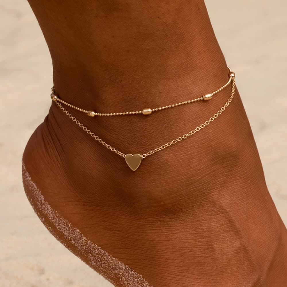Tobillera cadena ovalada con corazón