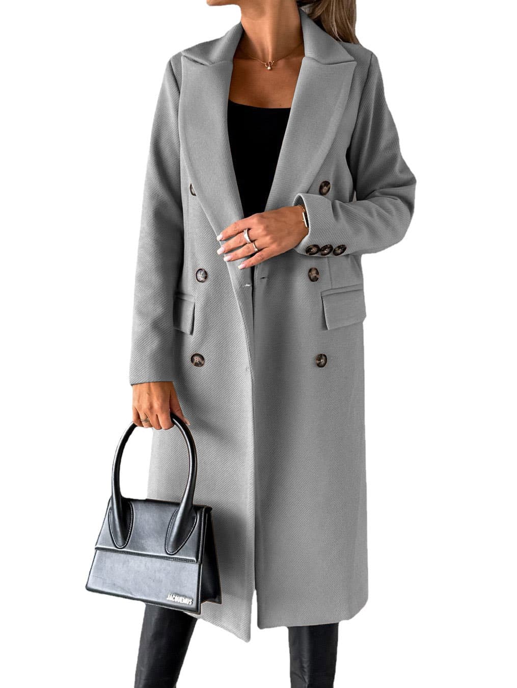 Abrigo invierno mujer doble botonadura cuello solapa