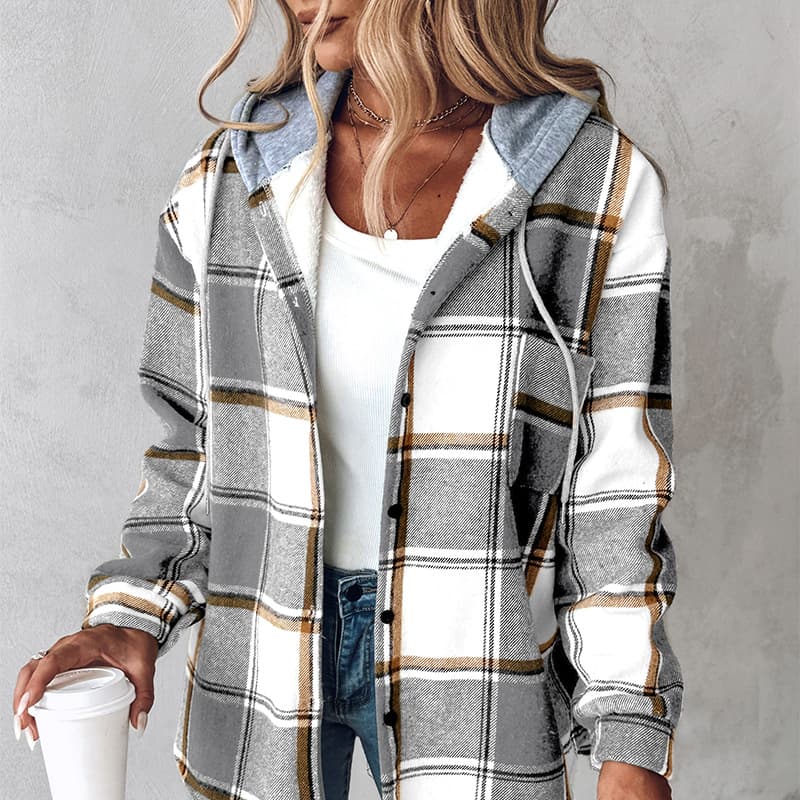 Chaqueta con capucha y bolsillos para mujer, cálida y casual