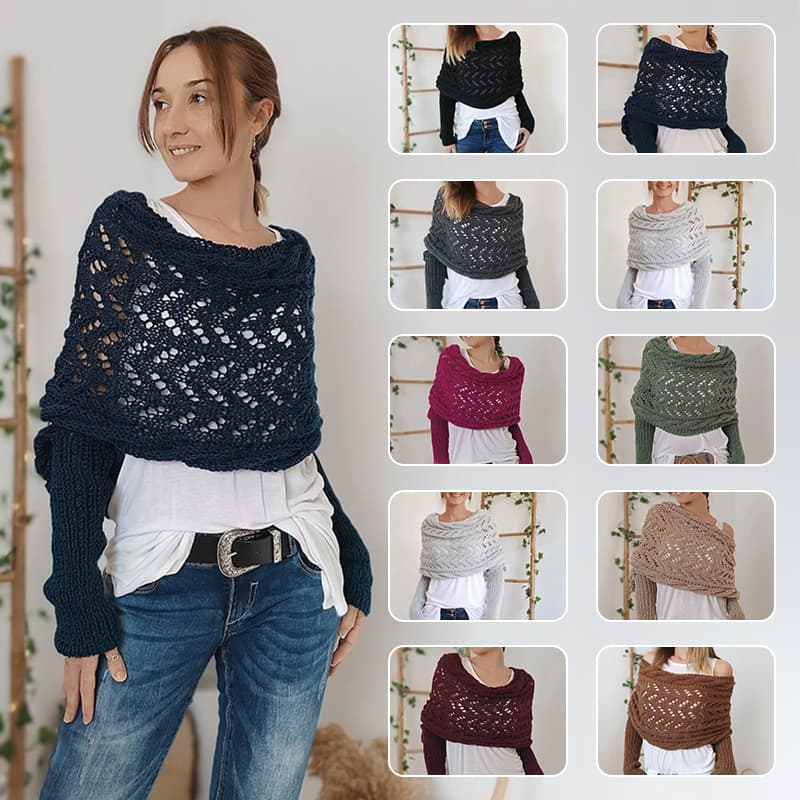 Chal tejido para mujer con diseño calado y cuello de chal