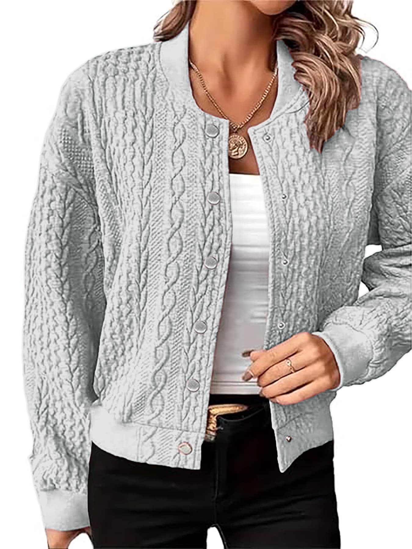 Cardigan botones casual de moda para mujer