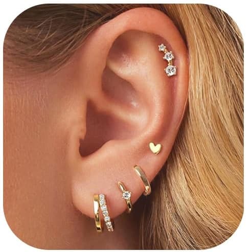 Juego de aretes con circonita para mujer, cinco piezas
