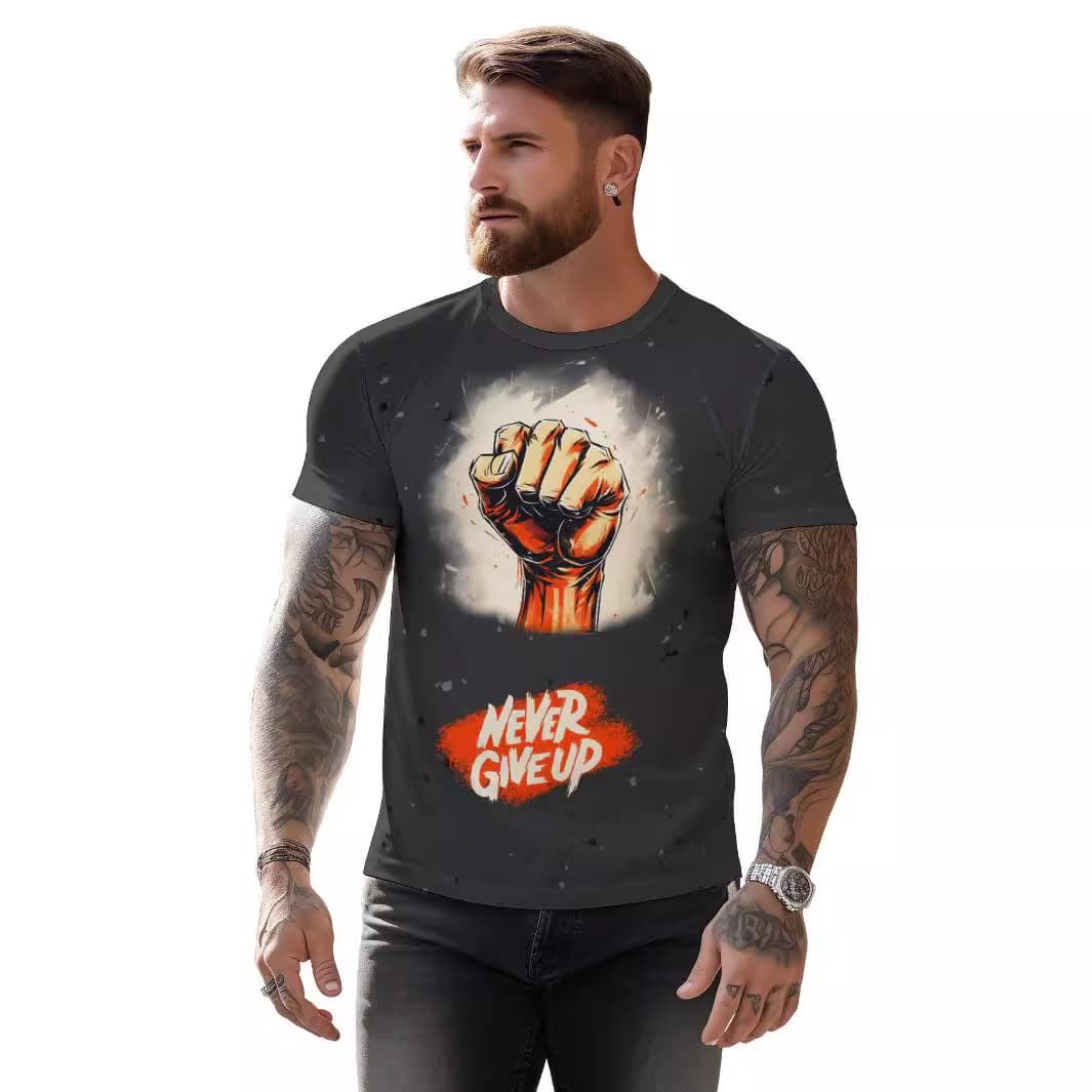 Camiseta suelta con estampado 3D de manga corta