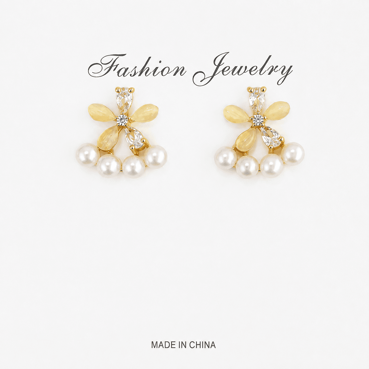 Aretes de perla con flores de cristal