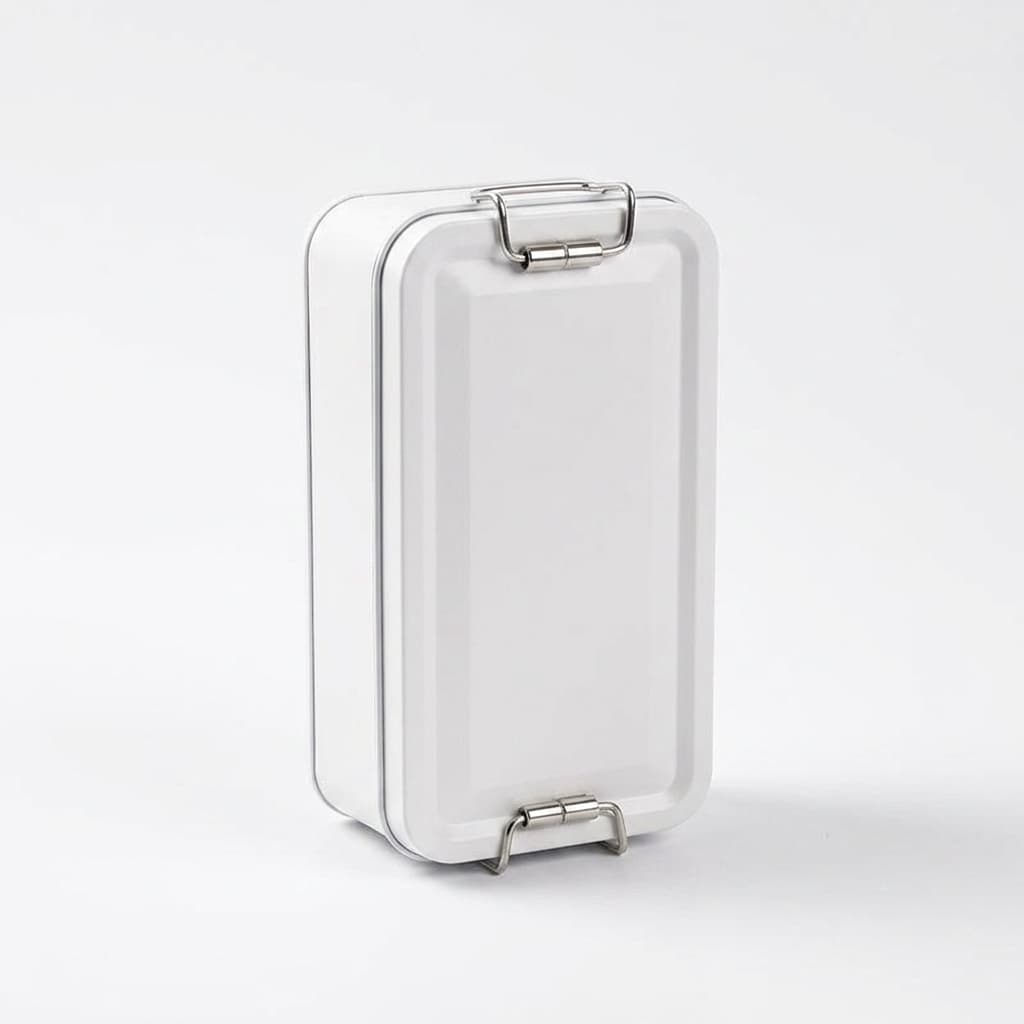 Caja de almacenamiento rectangular de metal con cierre