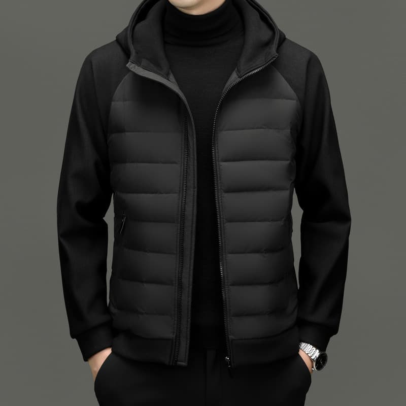 Chaqueta acolchada con capucha ligera para hombre
