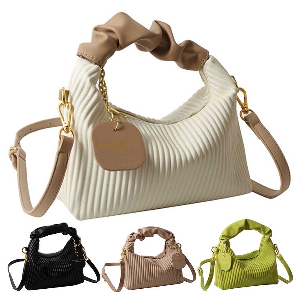 Bolso crossbody pequeño de piel PU con diseño plisado