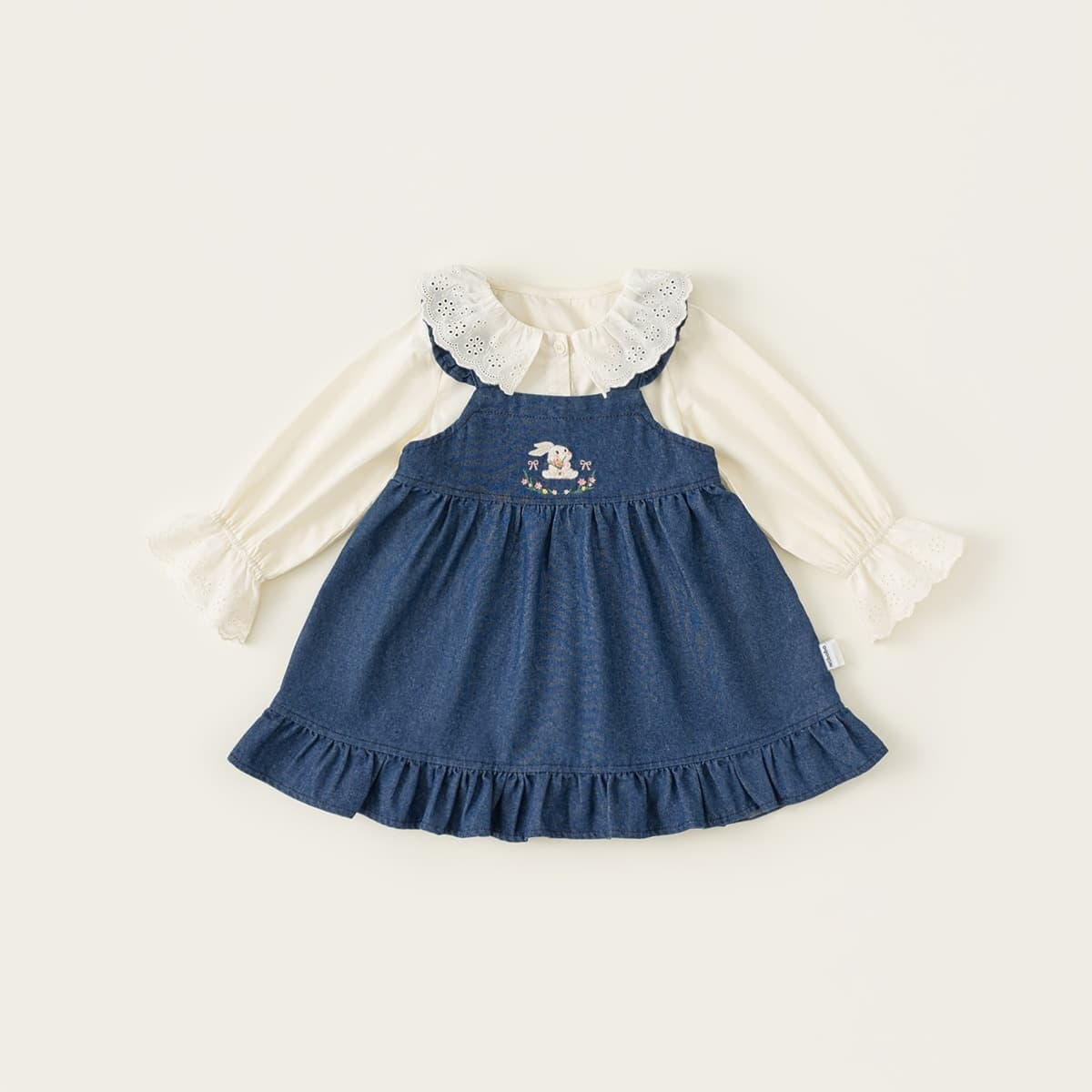 Conjunto infantil camisa denim y falda primavera