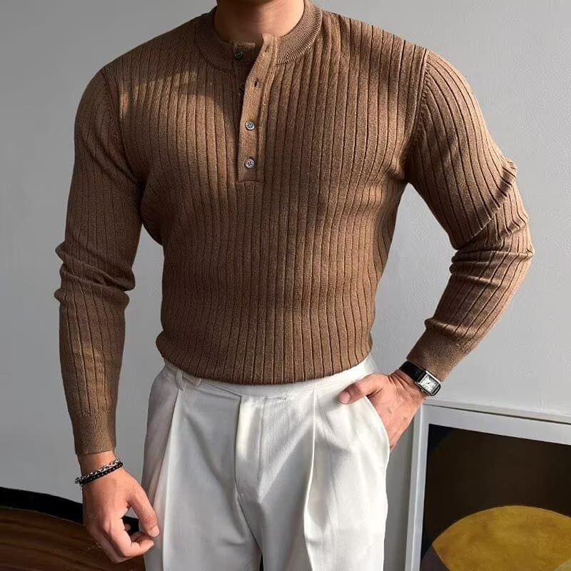 Suéter henley manga larga de chenilla