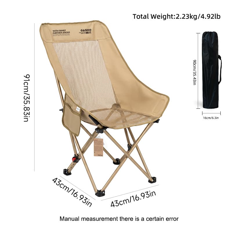 Silla de camping reclinable respaldo alto con soporte cabeza