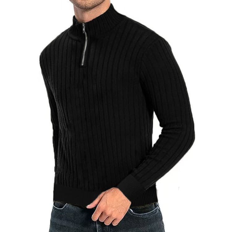 Suéter cremallera cuello media altura para hombre