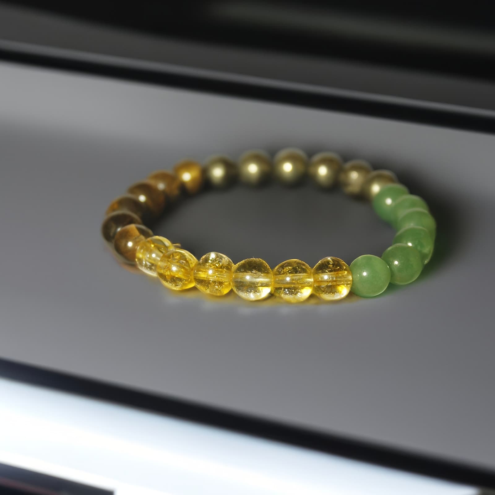 Pulsera de cuarzo citrino y ojo de tigre