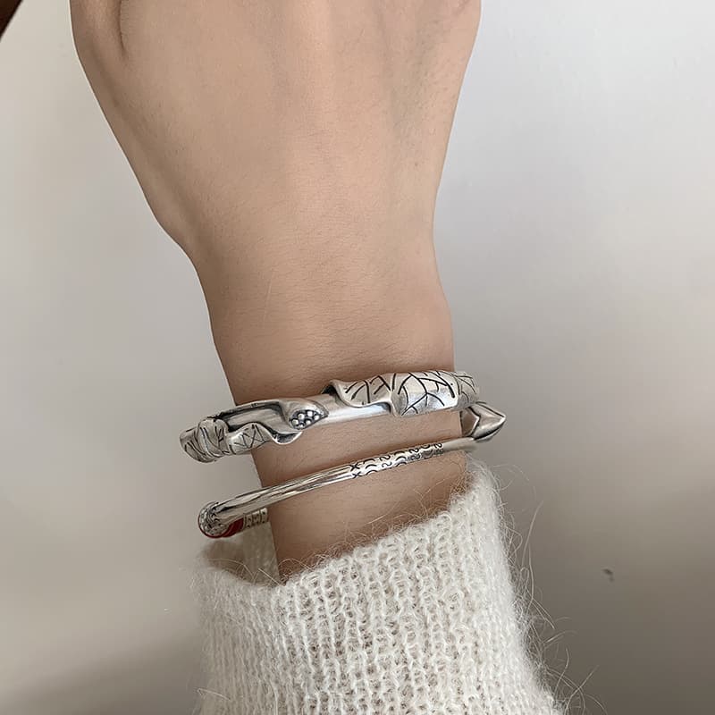 Pulsera loto retro en plata tailandesa