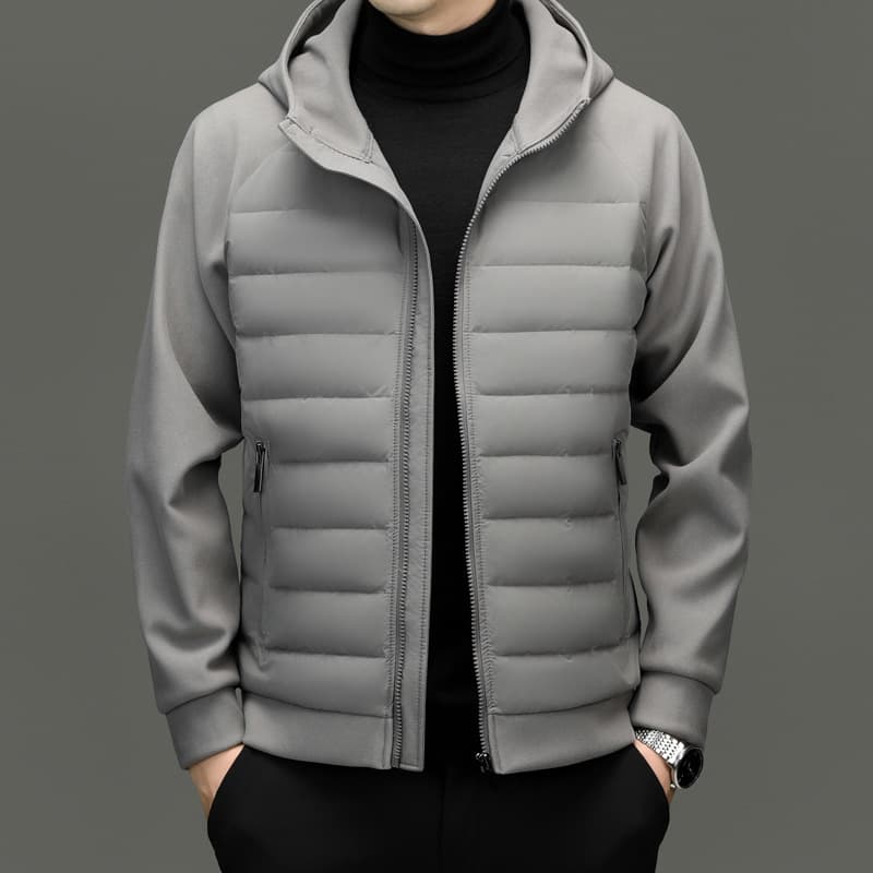 Chaqueta acolchada con capucha ligera para hombre