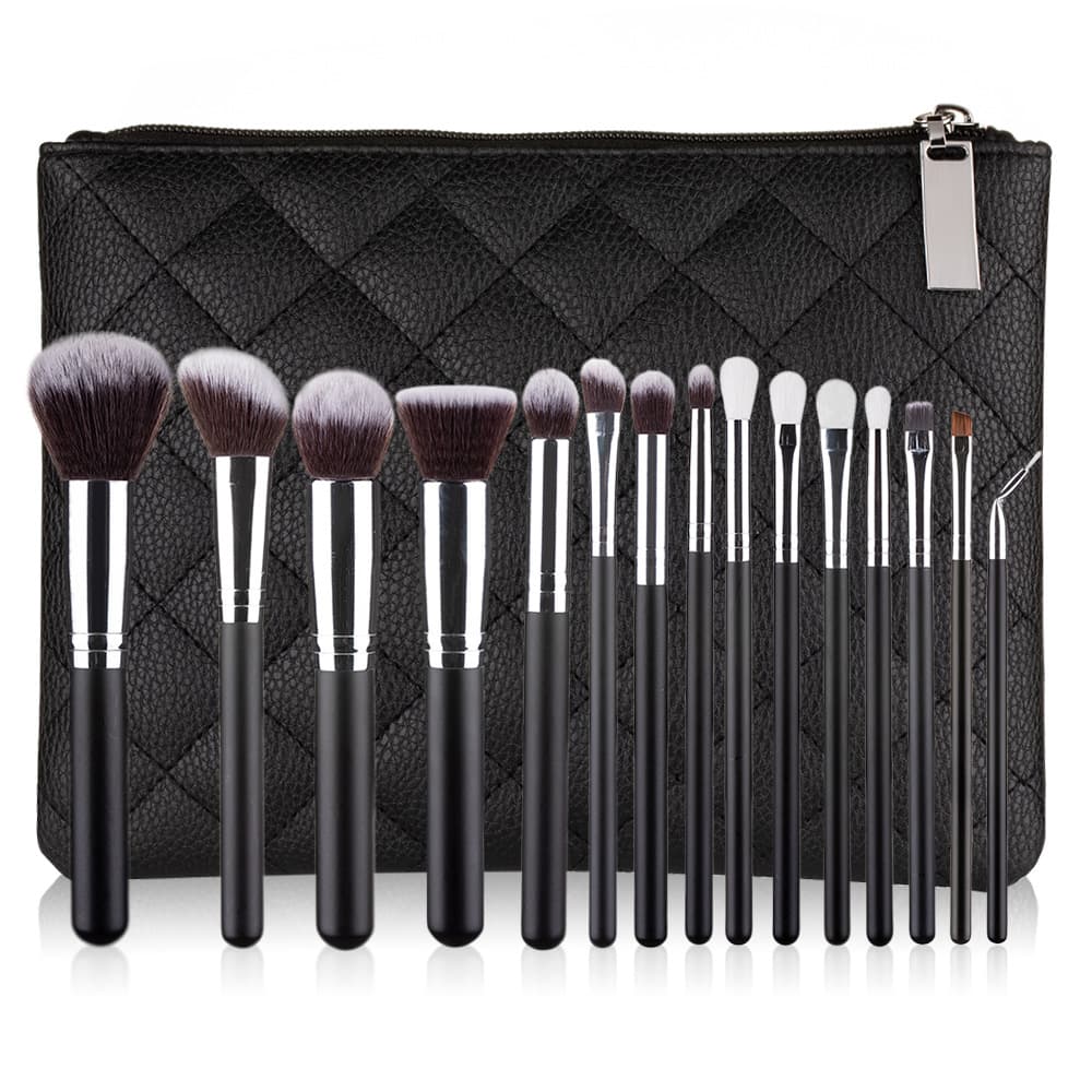 Juego de 15 pinceles de maquillaje con estuche