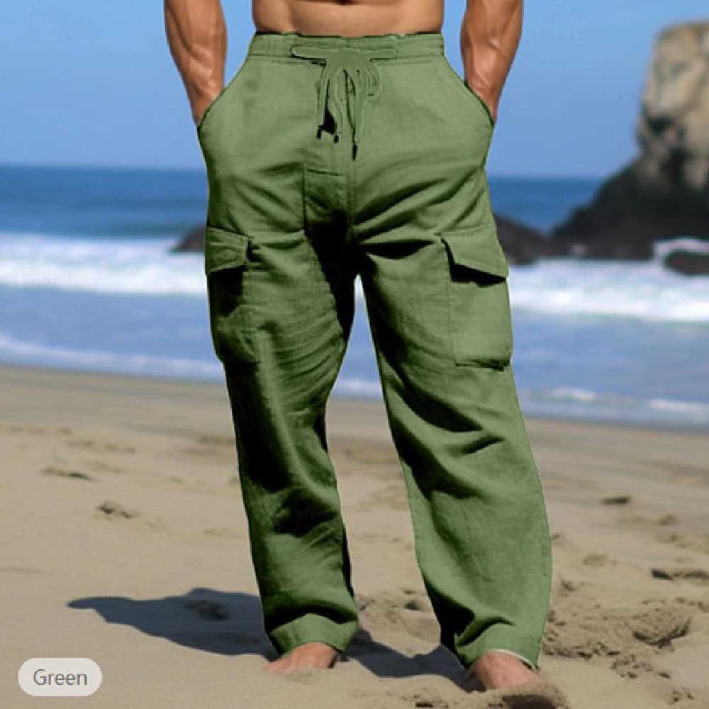Pantalón verano hombre con cordón y múltiples bolsillos
