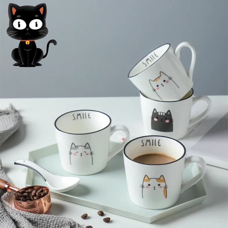 Taza de cerámica para café con estampado de gato