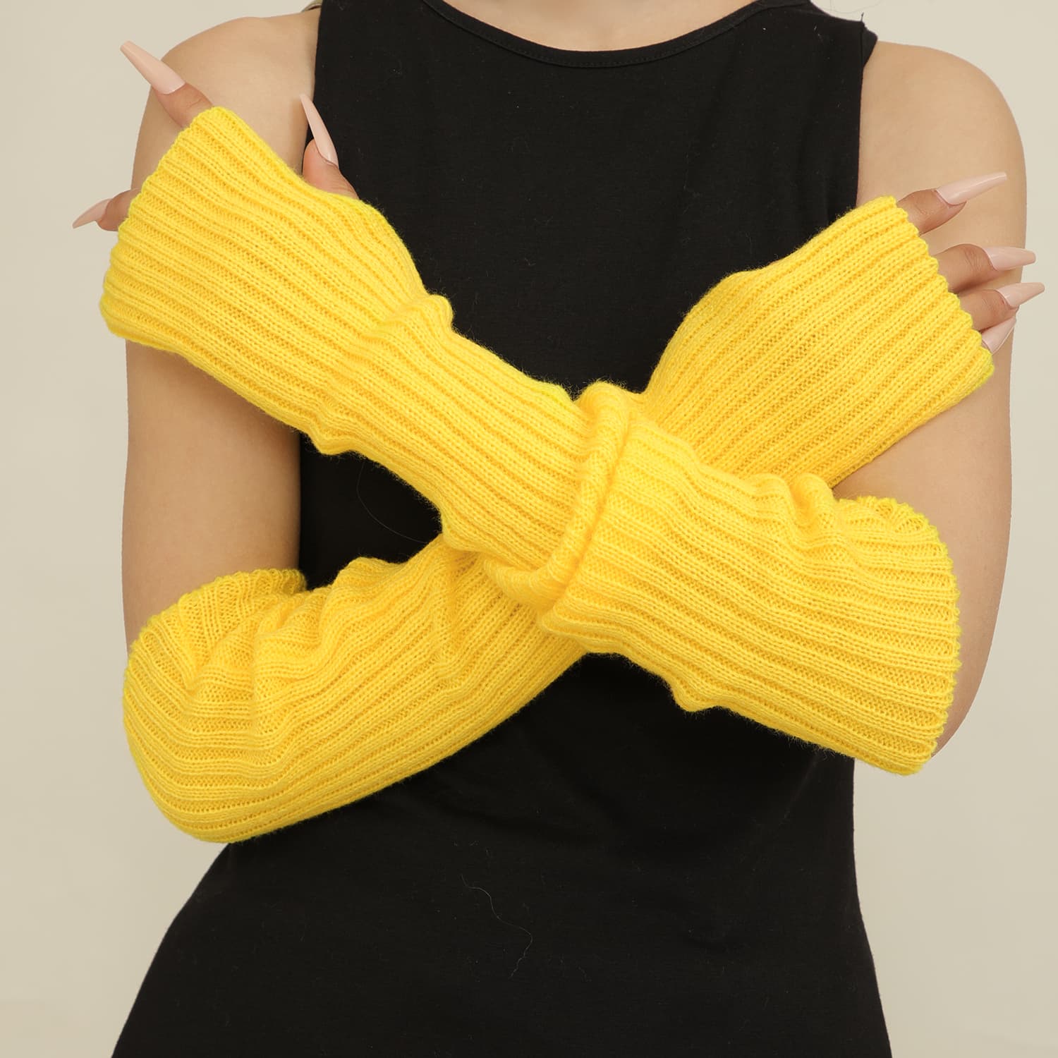 Guantes largos de punto cálido de 50 cm