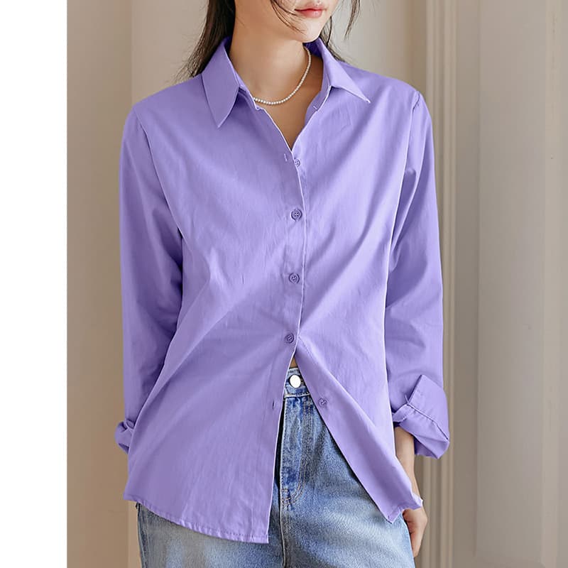 Blusa elegante de manga larga estilo francés de algodón puro