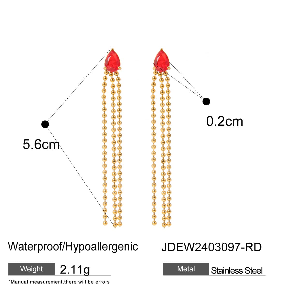 Aretes dorados con cristal zirconia y detalles de borla
