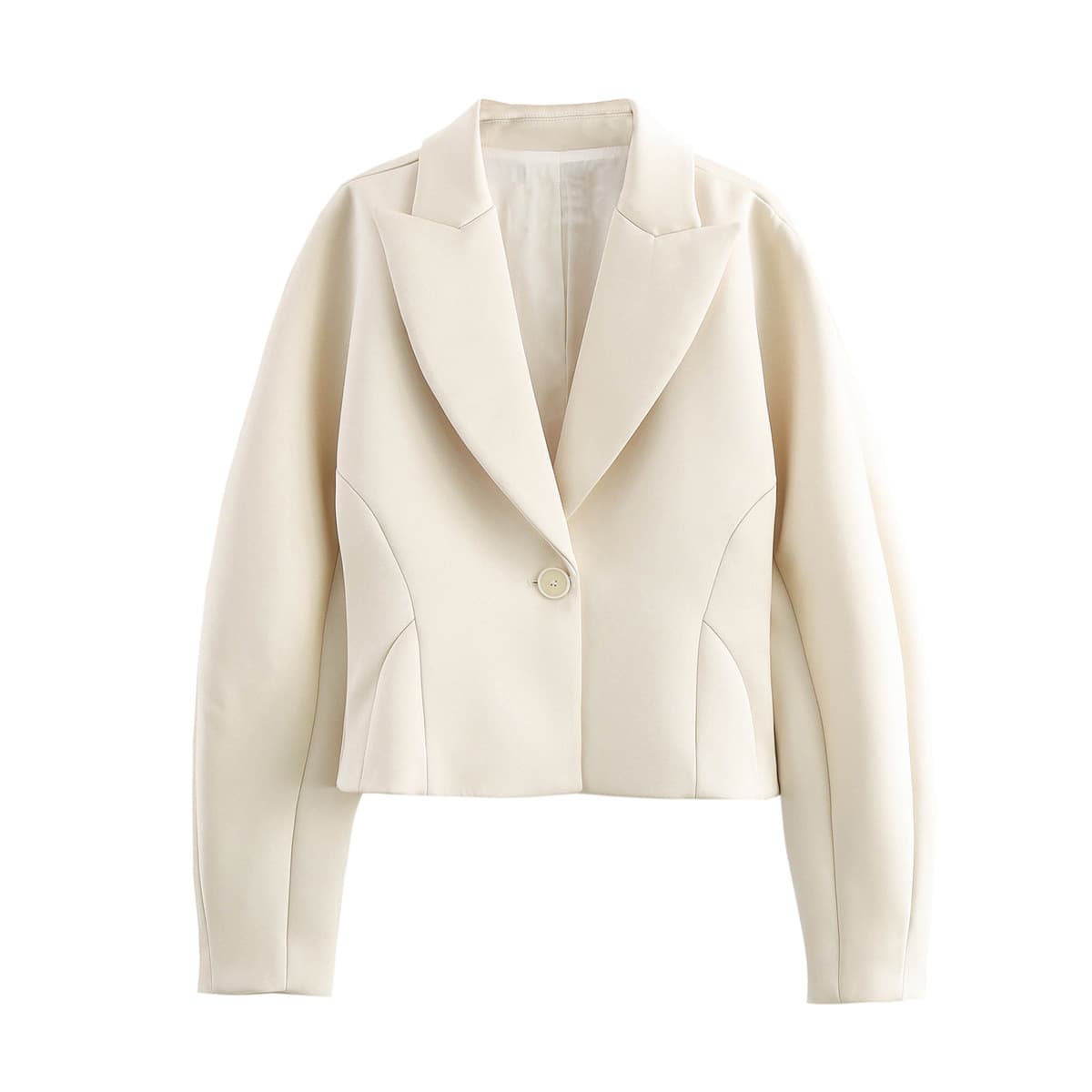 Elegante blazer largo de poliéster con textura satinada