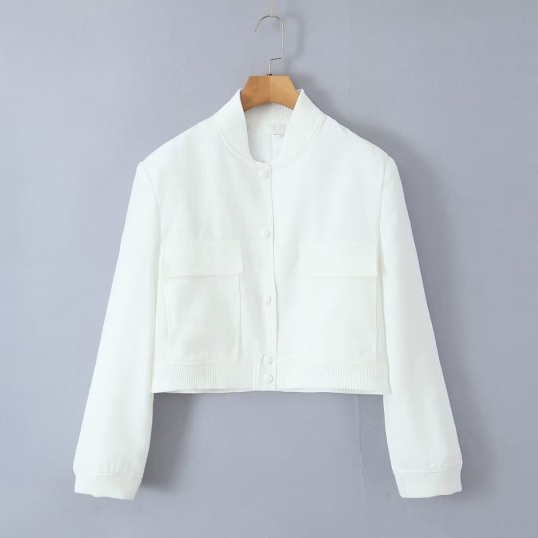 Chaqueta casual para mujer con cuello redondo