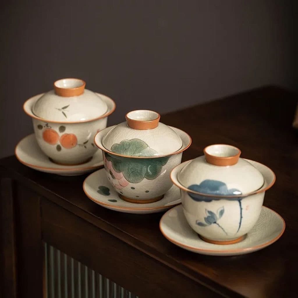 Gaiwan de porcelana pintado a mano para preparar té