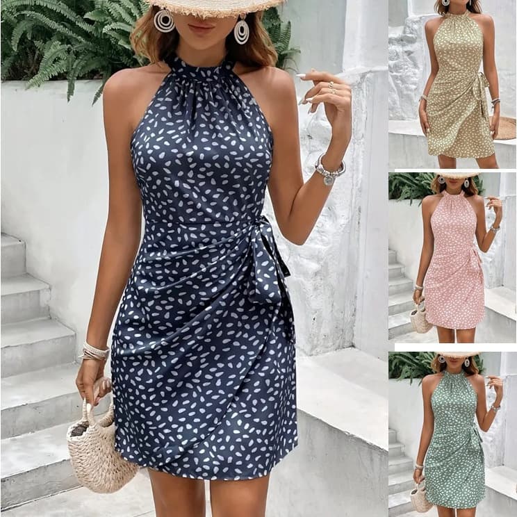 Vestido de escote halter con estampado floral