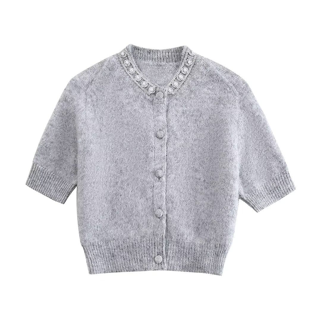 Cardigan corto suave de punto