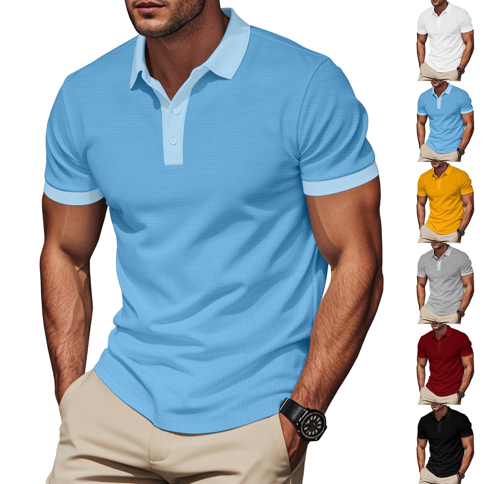 Playera para hombre con solapas a contraste