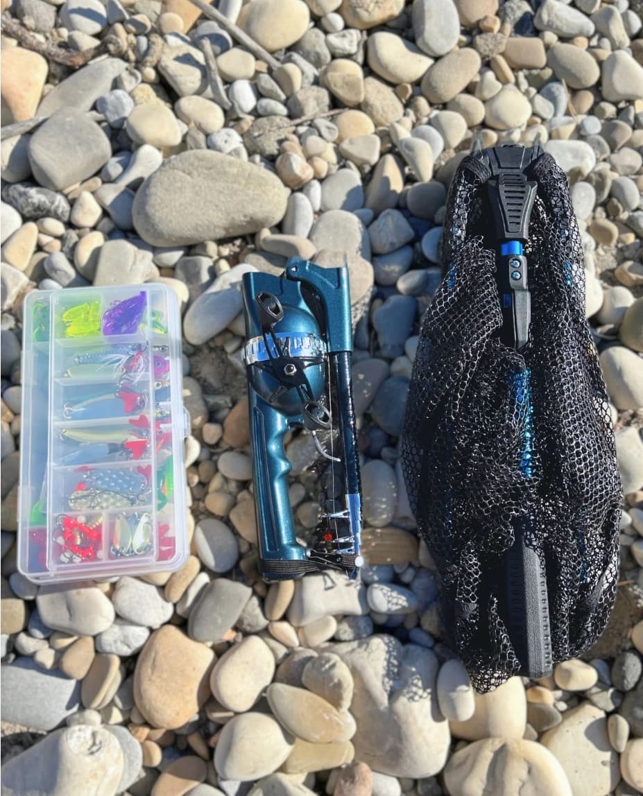 Caña de pesca plegable portátil, de bolsillo