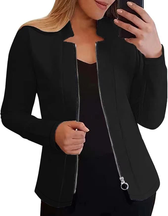 Top de traje con cierre, manga larga