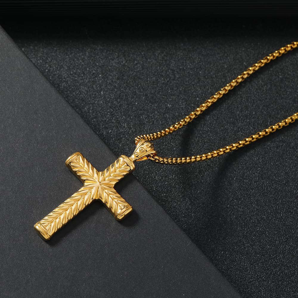 Colgante cruz fundida de acero inoxidable para hombre