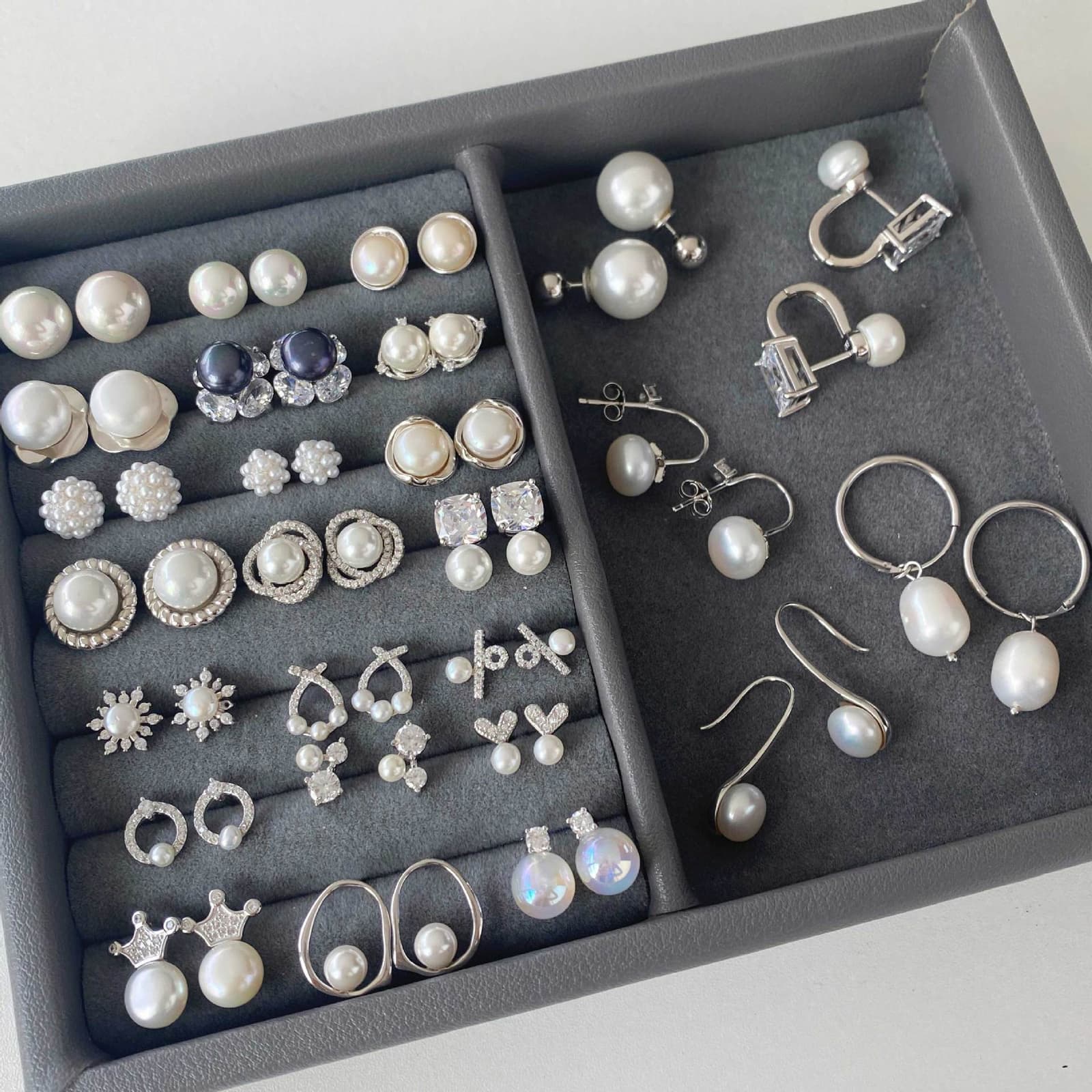 Aretes de plata con perlas de agua dulce