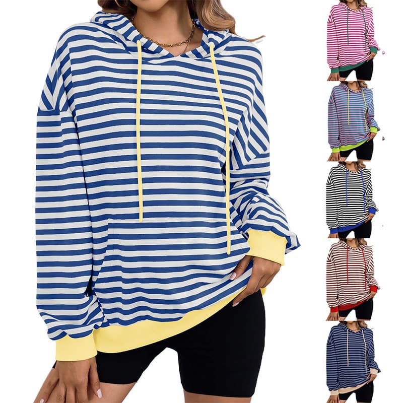 Sudadera suelta con rayas para mujer