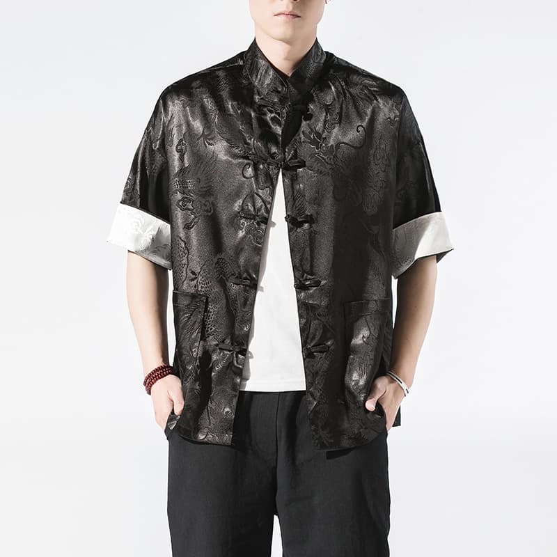 Camisa de manga corta hombre con patrón jacquard
