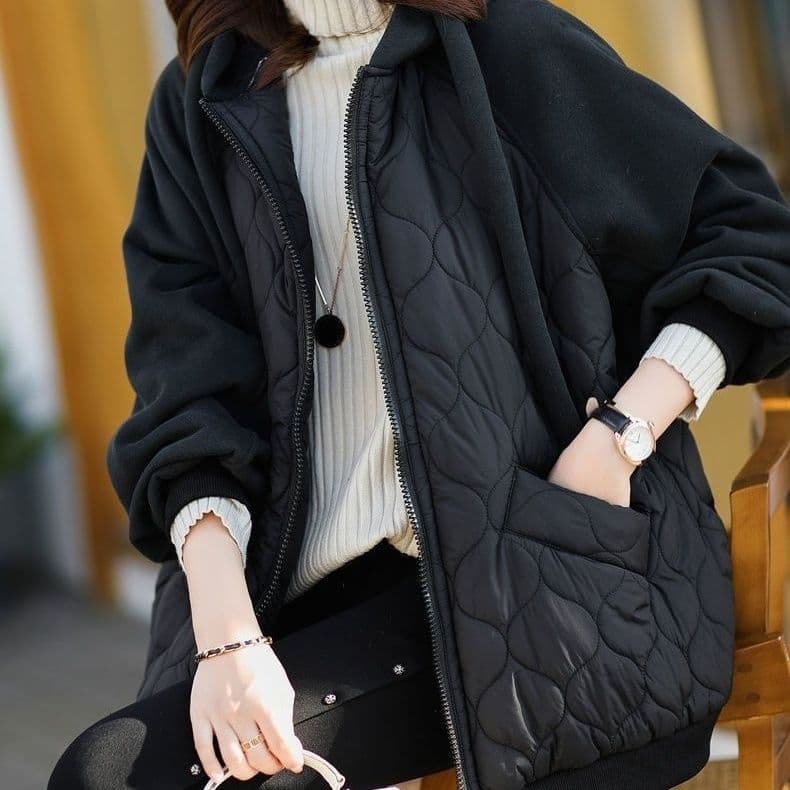 Abrigo acolchado con capucha, costura y grueso, para invierno