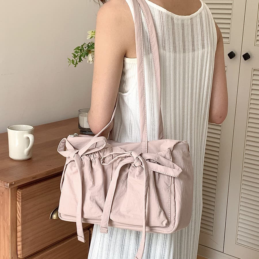 Bolsa casual de gran capacidad con moño para mujer