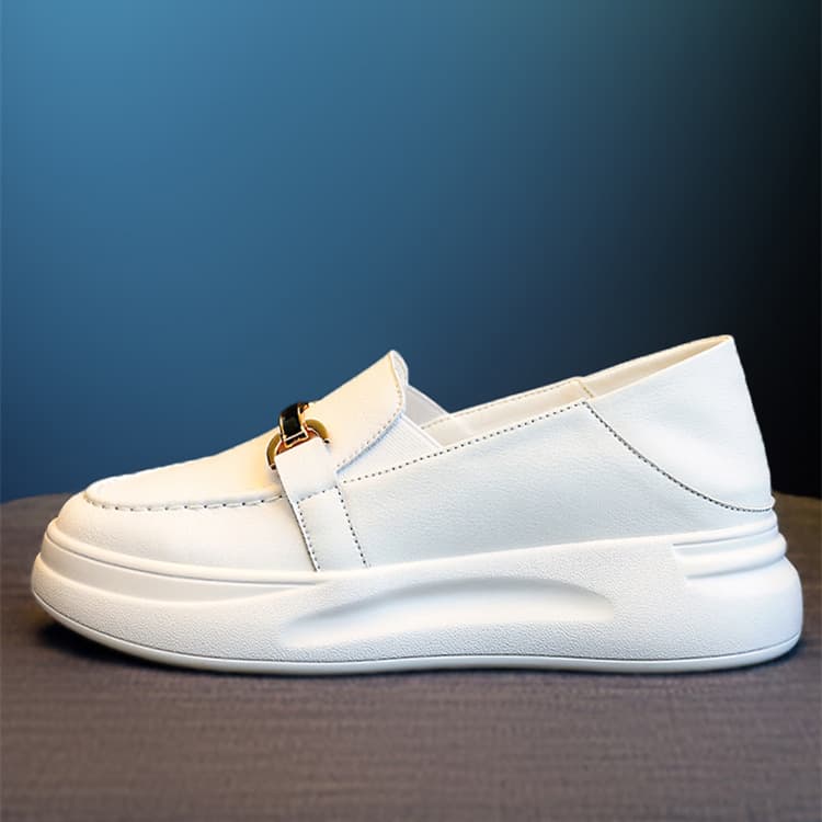Zapatos casuales blancos de plataforma para mujer con suela gruesa