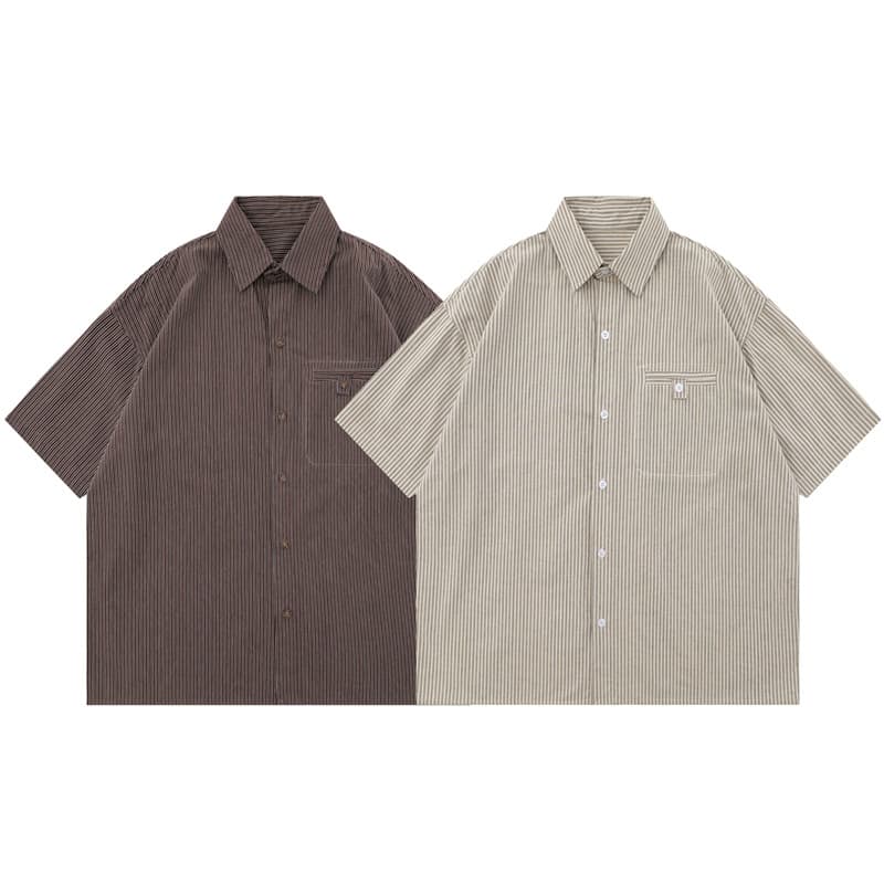 Camisa casual algodón puro manga corta multipockets