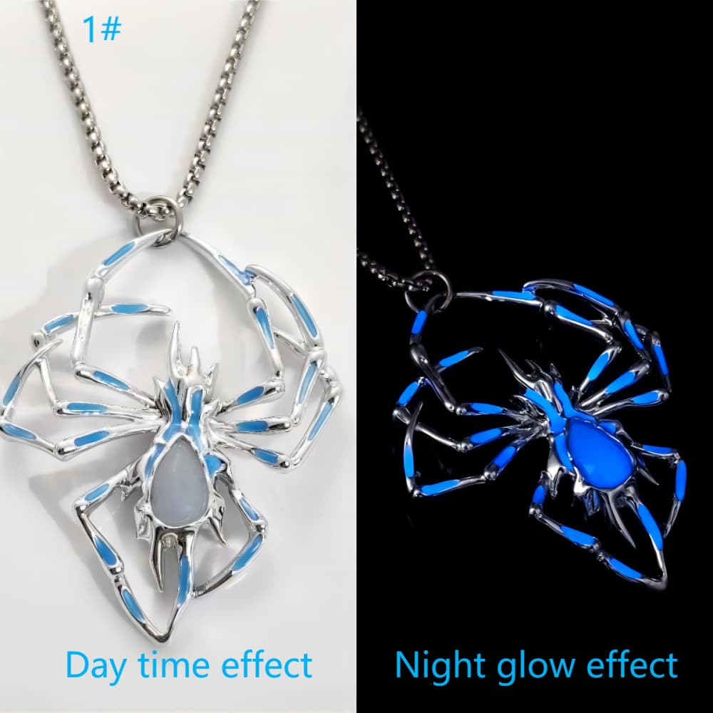 Collar araña luminoso que brilla en la oscuridad