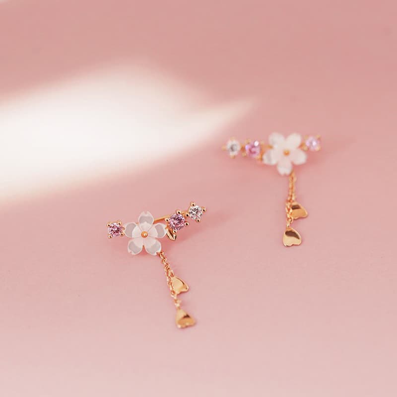 Aretes de flor estilo coreano con diseño colgante