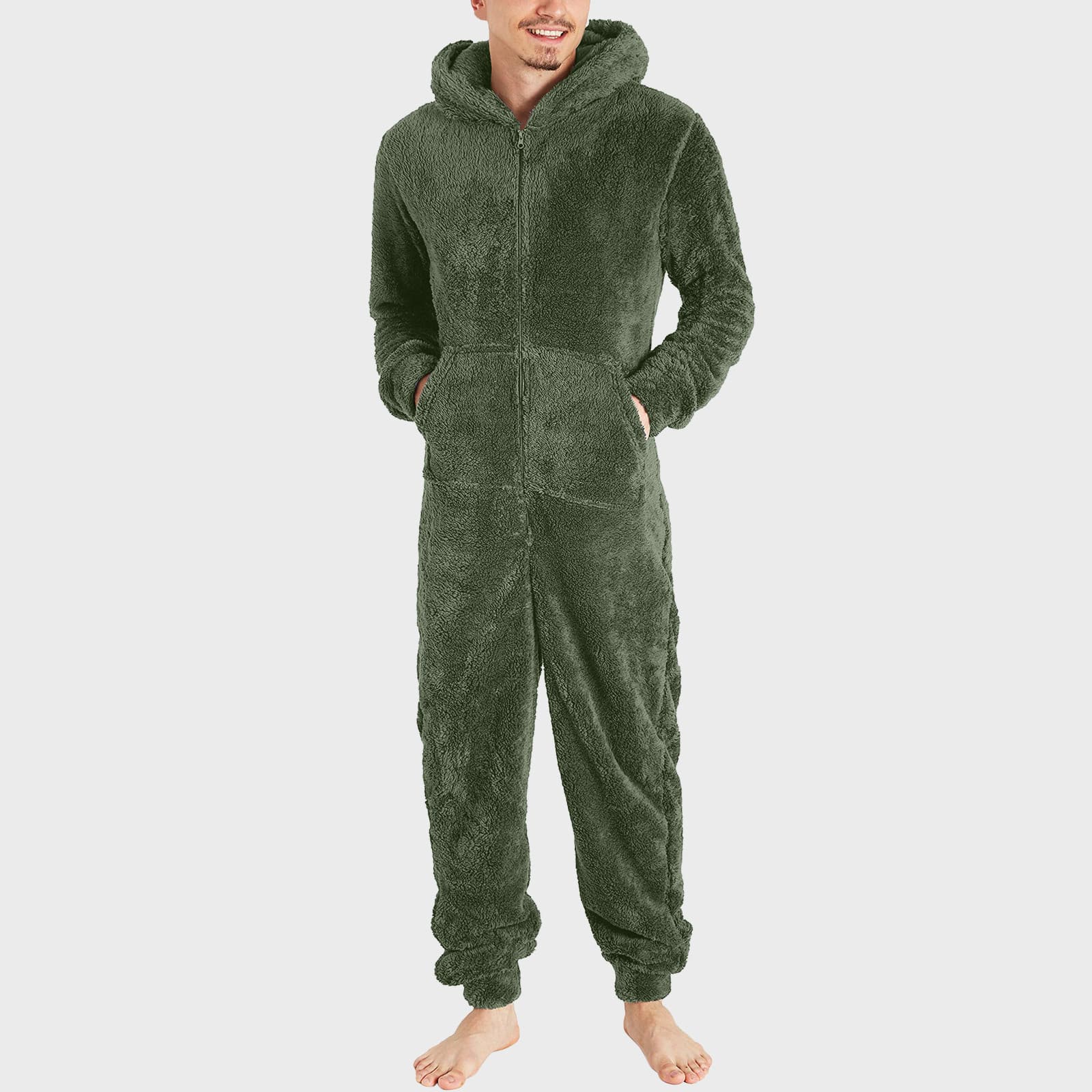 Pijama térmica con cremallera suave para hombre