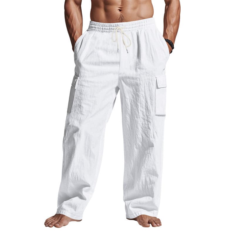Pantalones anchos casuales con múltiples bolsillos